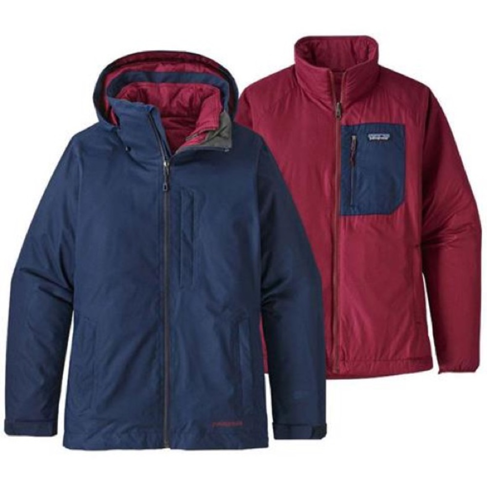 Patagonia Snowbelle 3-in-1 Insulated Ski Jacket in Navy/Maroon Inside
